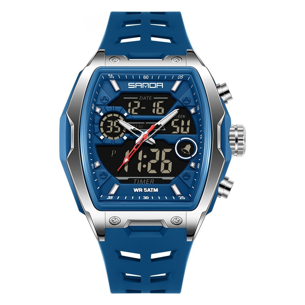 Barrel-shaped Waterproof Multifunctional Alarm Clock Student Sports Watch