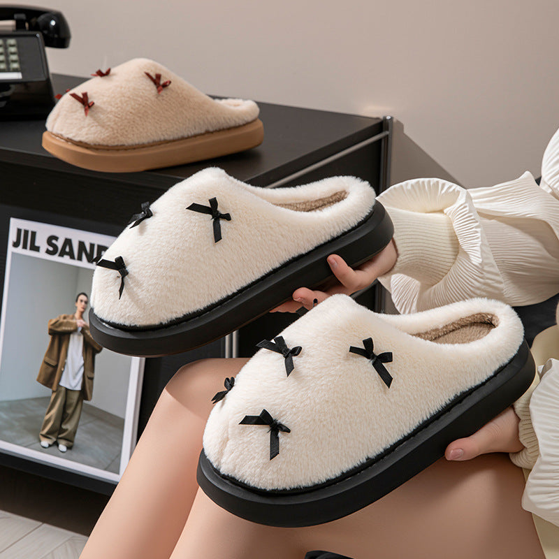 Autumn And Winter New Warm And Anti-slip Maternity Shoes With Cute Bow