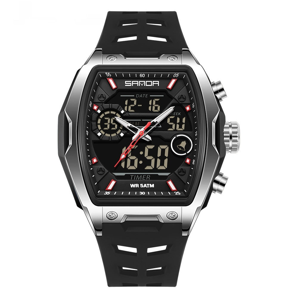 Barrel-shaped Waterproof Multifunctional Alarm Clock Student Sports Watch