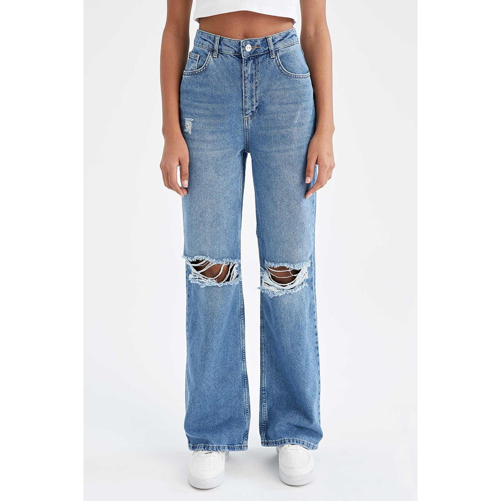 Retro Distressed Drop-waist Women&
