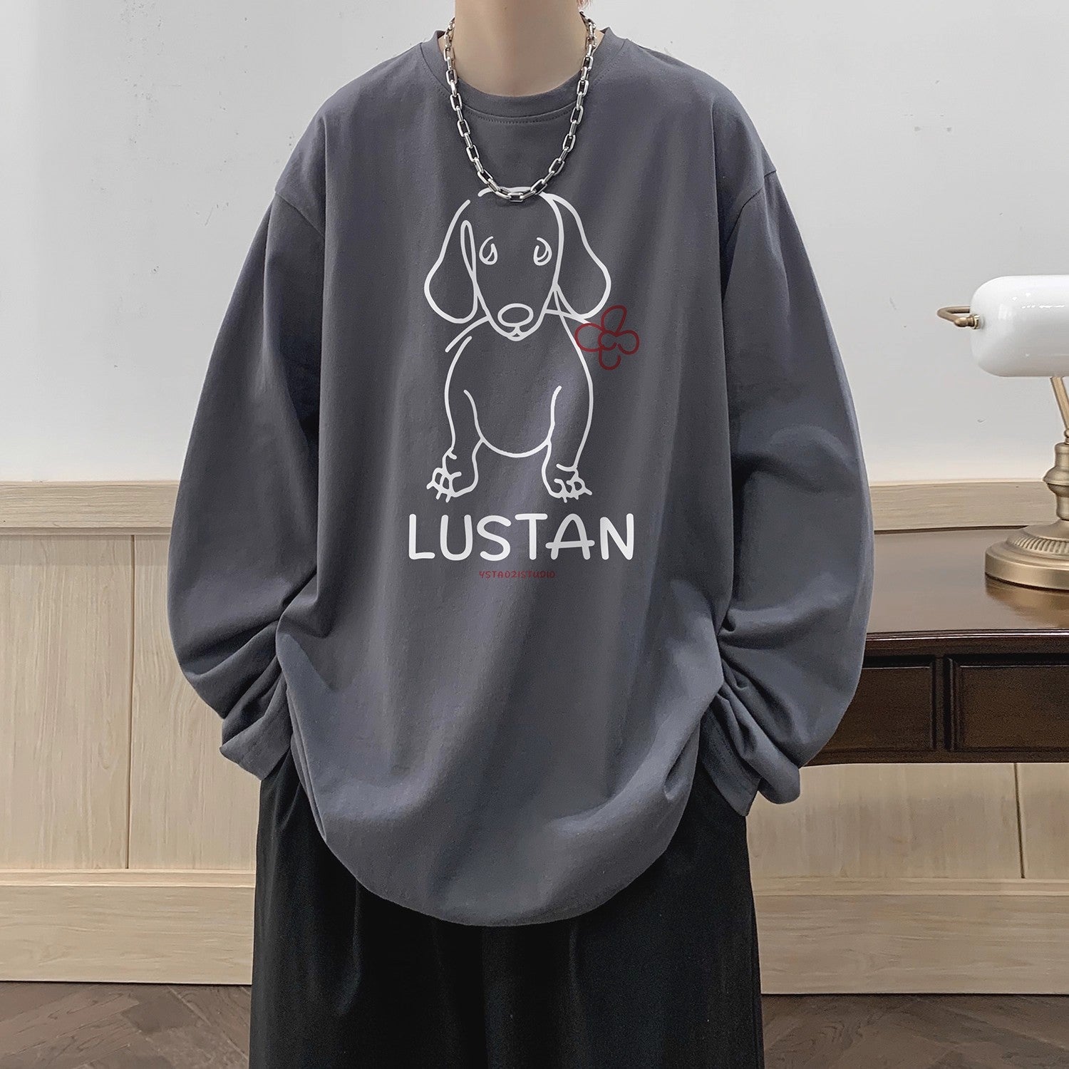 Cartoon Puppy Printed Long Sleeve T-shirt