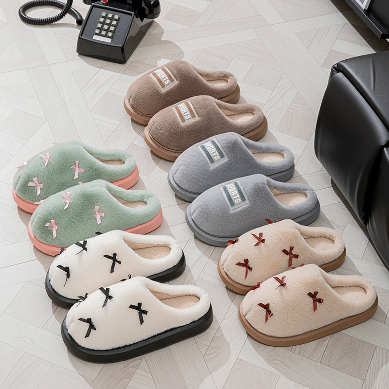 Autumn And Winter New Warm And Anti-slip Maternity Shoes With Cute Bow