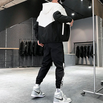 2025 Men Tracksuit Casual Joggers Hooded Sportswear Jackets and Pants 2 Piece Sets Hip Hop Running Sports Suit