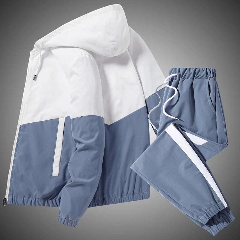 2025 Men Tracksuit Casual Joggers Hooded Sportswear Jackets and Pants 2 Piece Sets Hip Hop Running Sports Suit