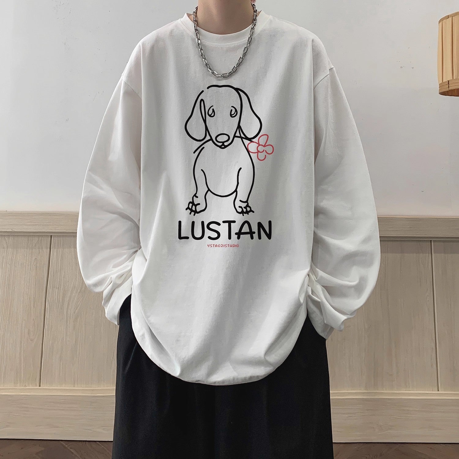 Cartoon Puppy Printed Long Sleeve T-shirt