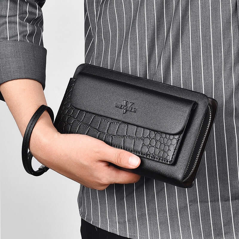 Retro Multiple Card Slots Double Zip Wallet Men
