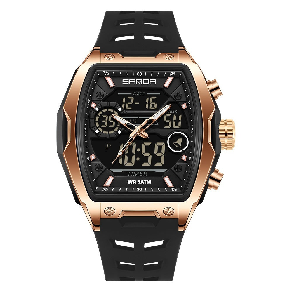 Barrel-shaped Waterproof Multifunctional Alarm Clock Student Sports Watch