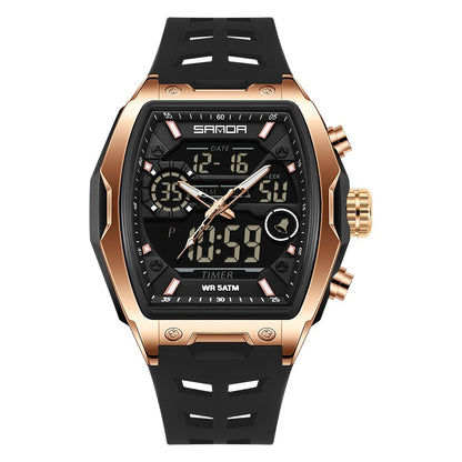 Barrel-shaped Waterproof Multifunctional Alarm Clock Student Sports Watch