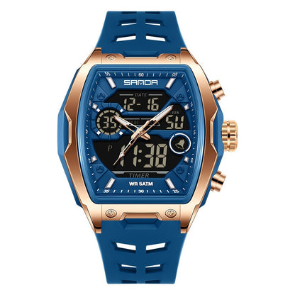 Barrel-shaped Waterproof Multifunctional Alarm Clock Student Sports Watch