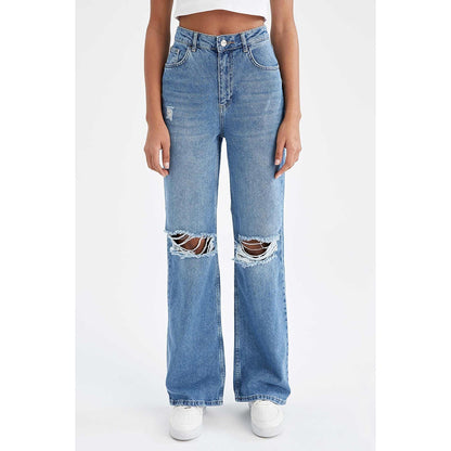 Retro Distressed Drop-waist Women&