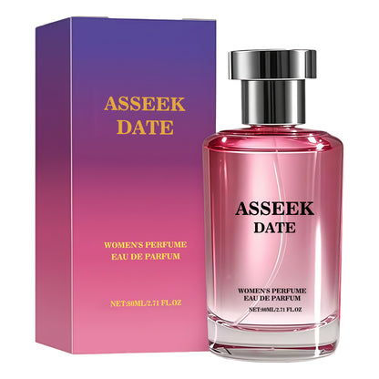 Floral fruity fragrance for women in an elegant bottle, ideal for romantic dates, showcasing ASSEEK DATE perfume.